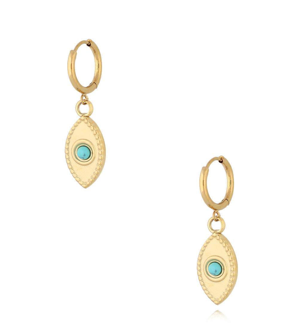 Kolczyki złote z turkusami Teal KSY0003