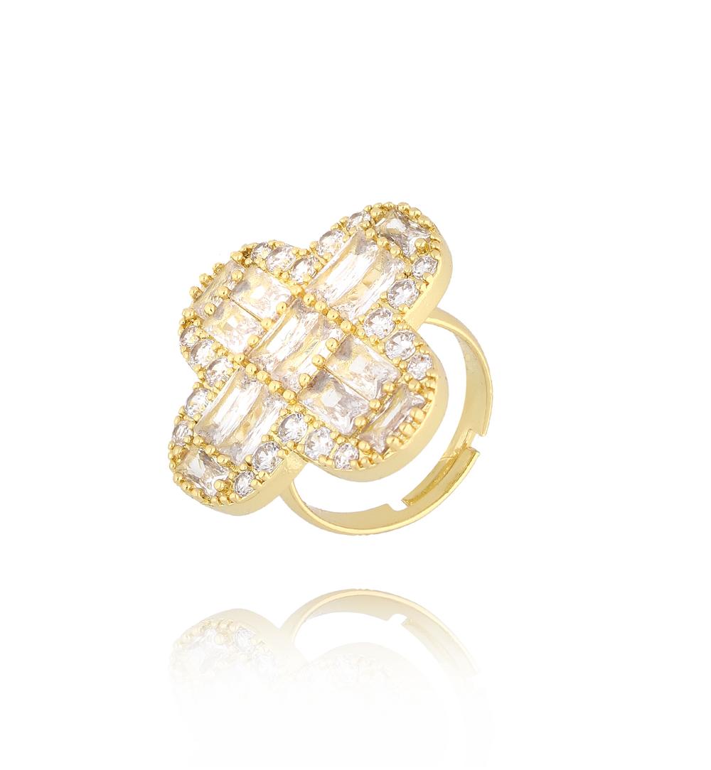 Pierścionek złoty z kryształową koniczynką Cristal Clover PSS0106