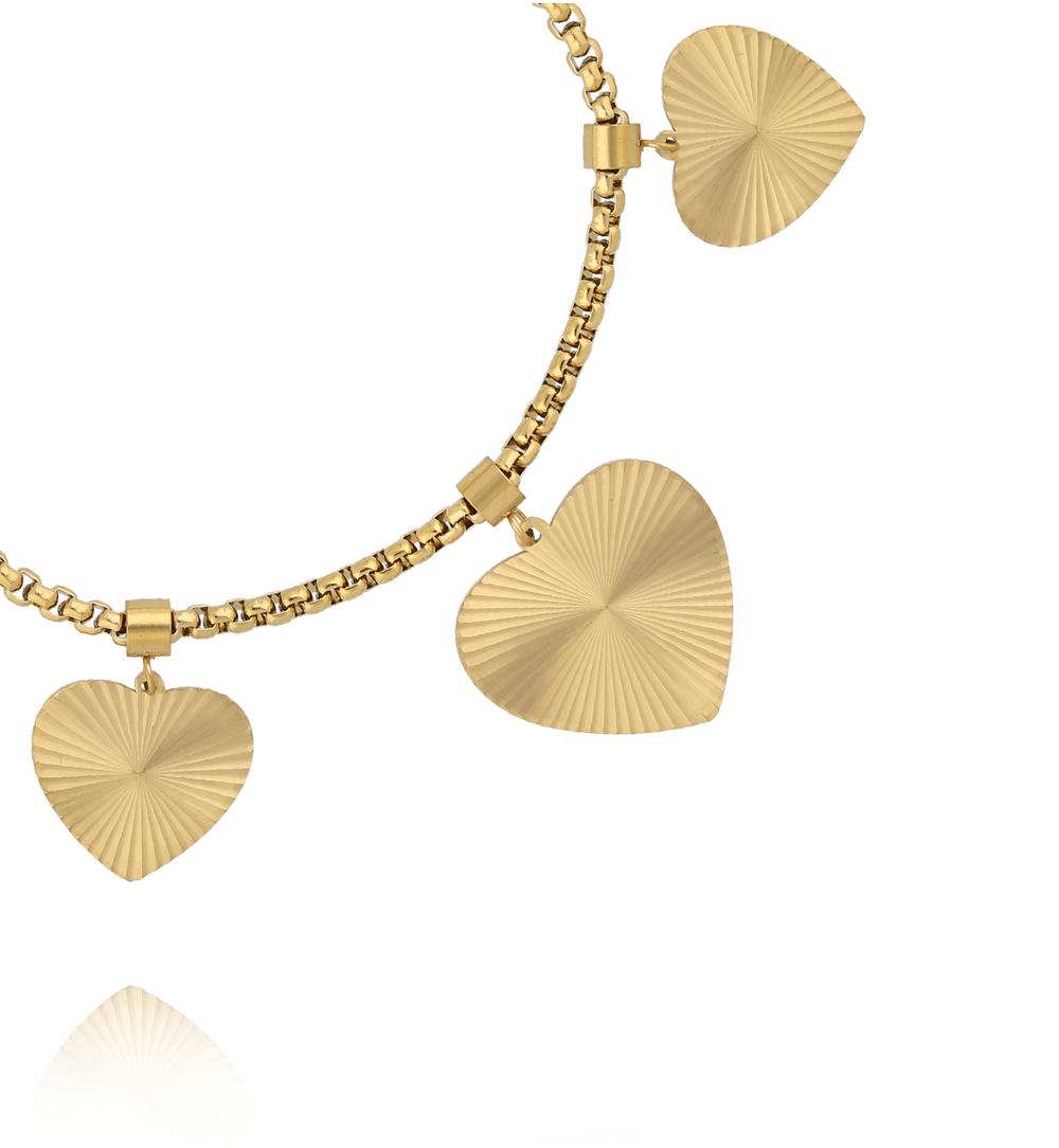 Bransoletka na łańcuszku z wiszącymi sercami BEA0052