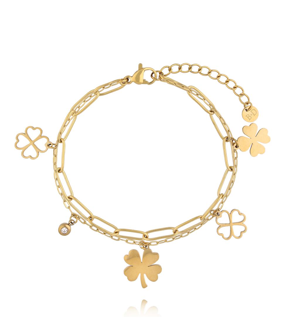 Bransoletka złota z koniczynkami BEA0075