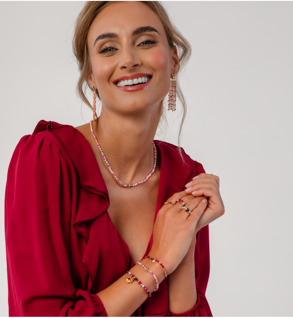 Bransoletka różowa z różą BSC2149