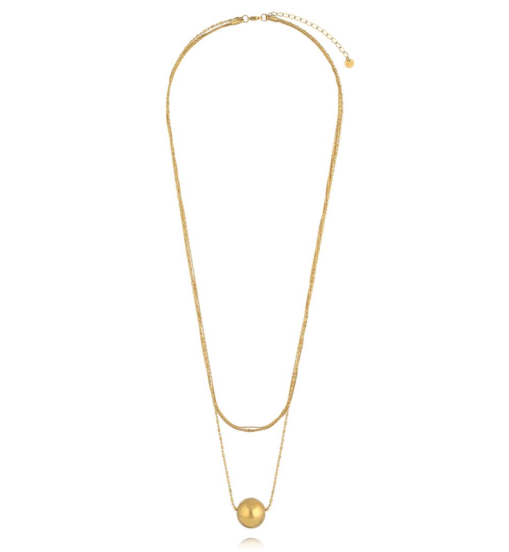 Naszyjnik podwójny z kulką złoty NSY0573