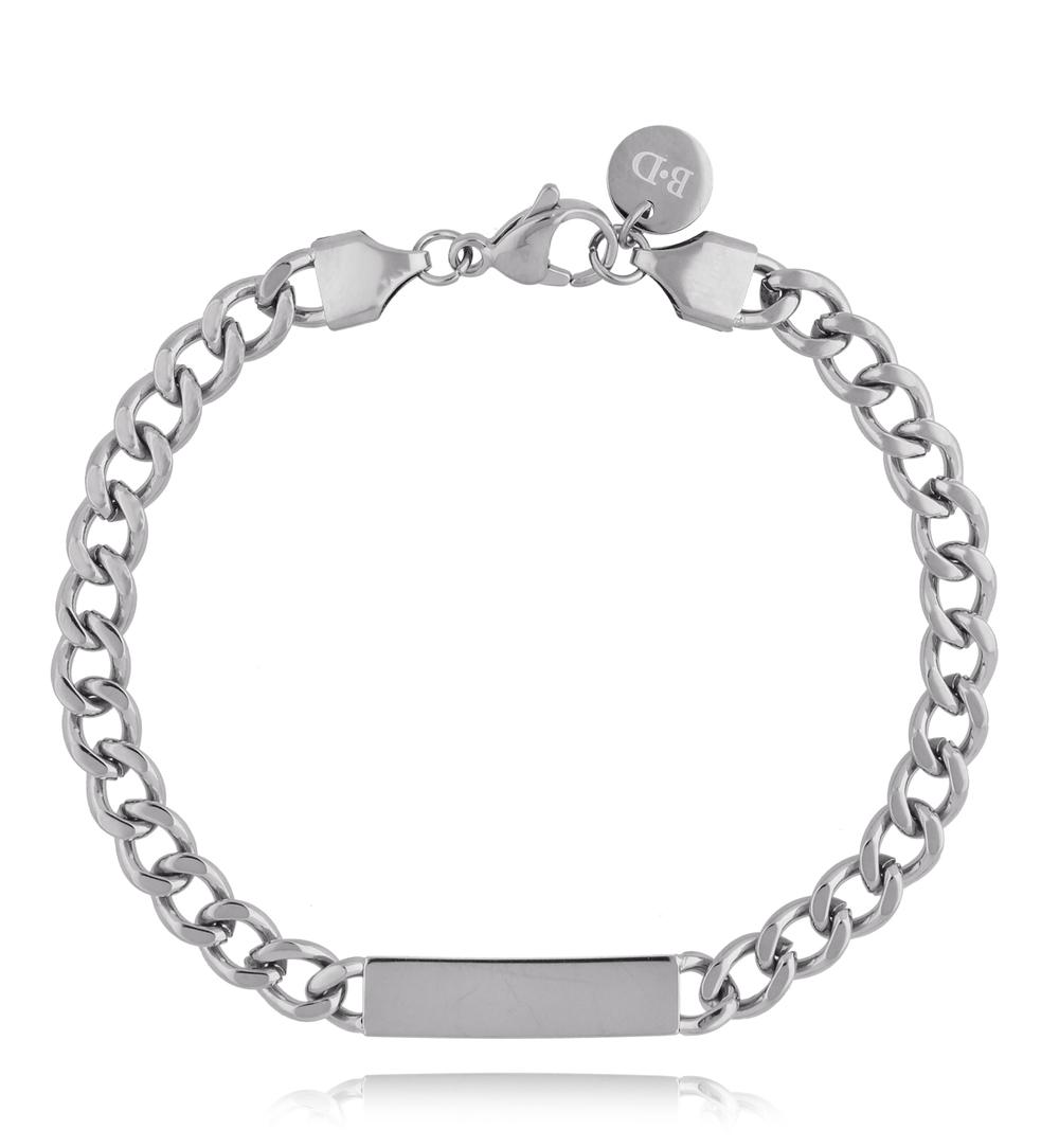 Zestaw męskich bransoletek z łańcuchem i stalowymi blaszkami ZN0098