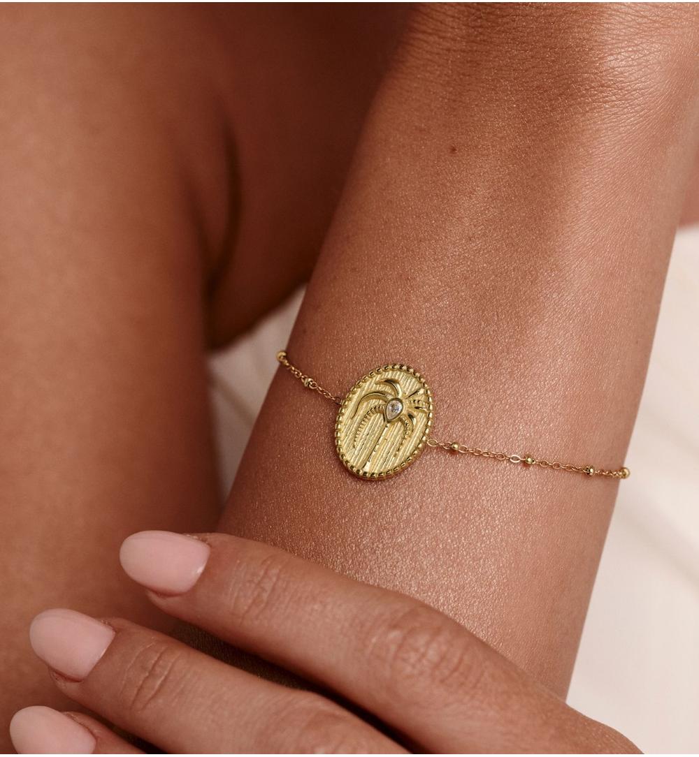 Zestaw biżuterii w złotym kolorze z palmą ZN0278