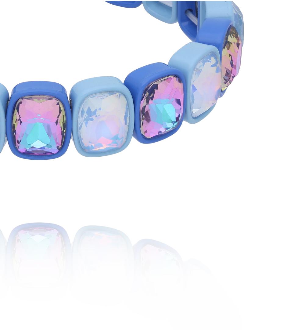 Bransoletka w odcieniach błękitu z opalizującymi kryształami BCR0055