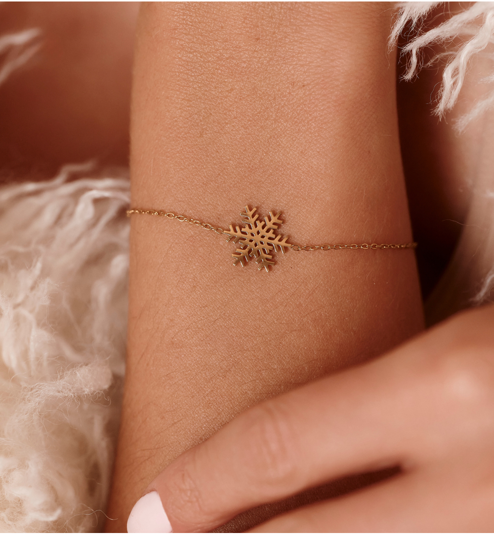 Zestaw biżuterii złotej ze śnieżynkami ZN0084