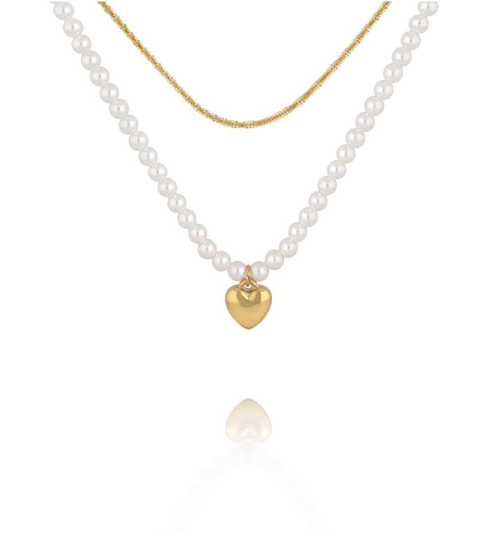 Zestaw naszyjników z perełkami i złotem ZN0023