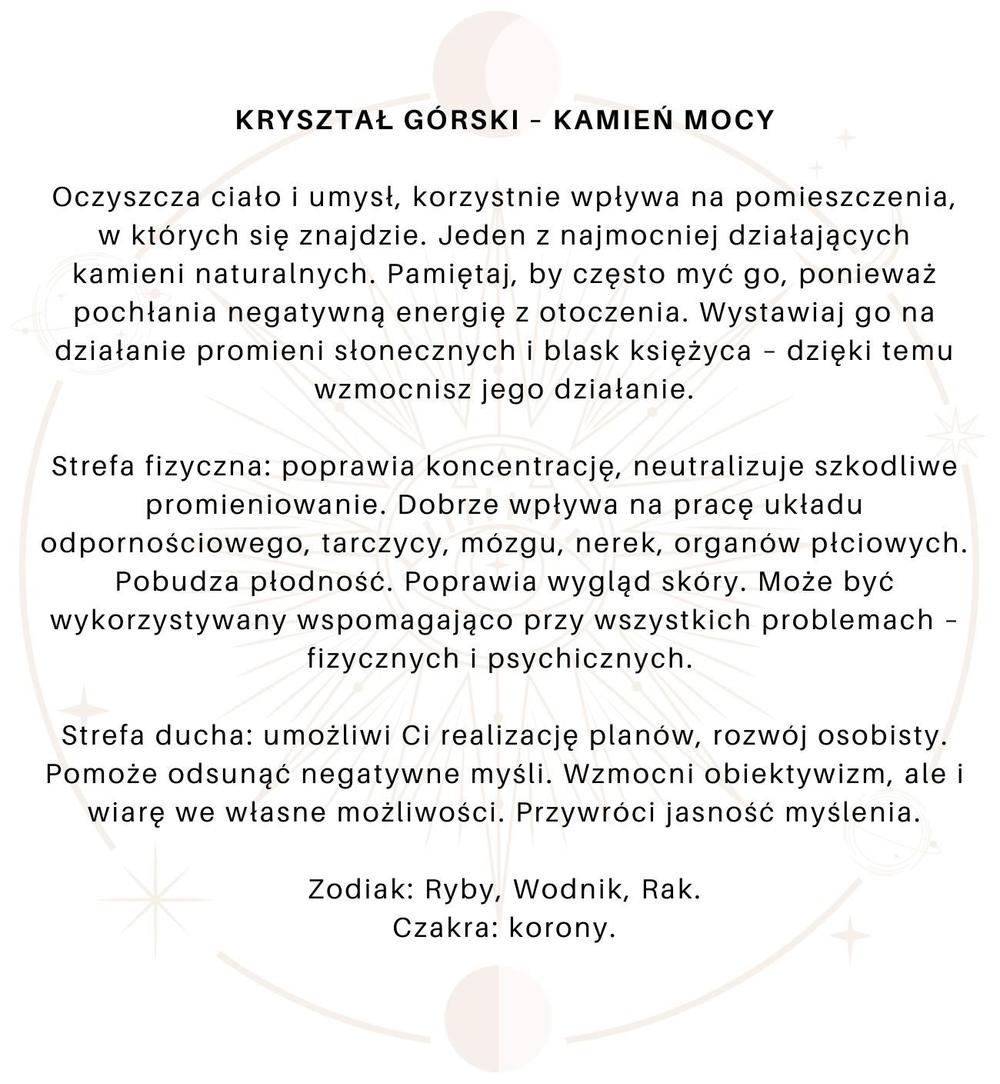 Naszyjnik pozłacany z kryształem górskim POWER 36cm NGE0011