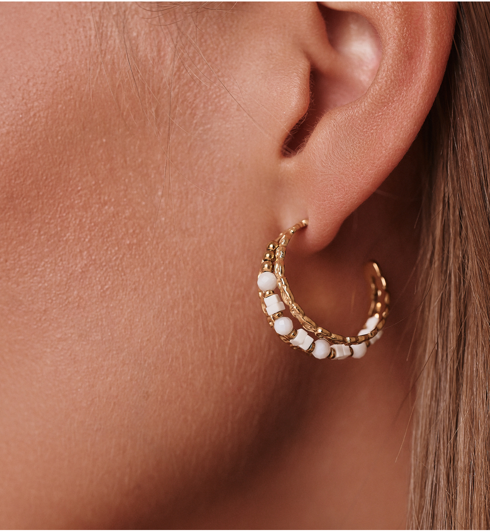 Zestaw złotej biżuterii z perłowymi akcentami ZN0019