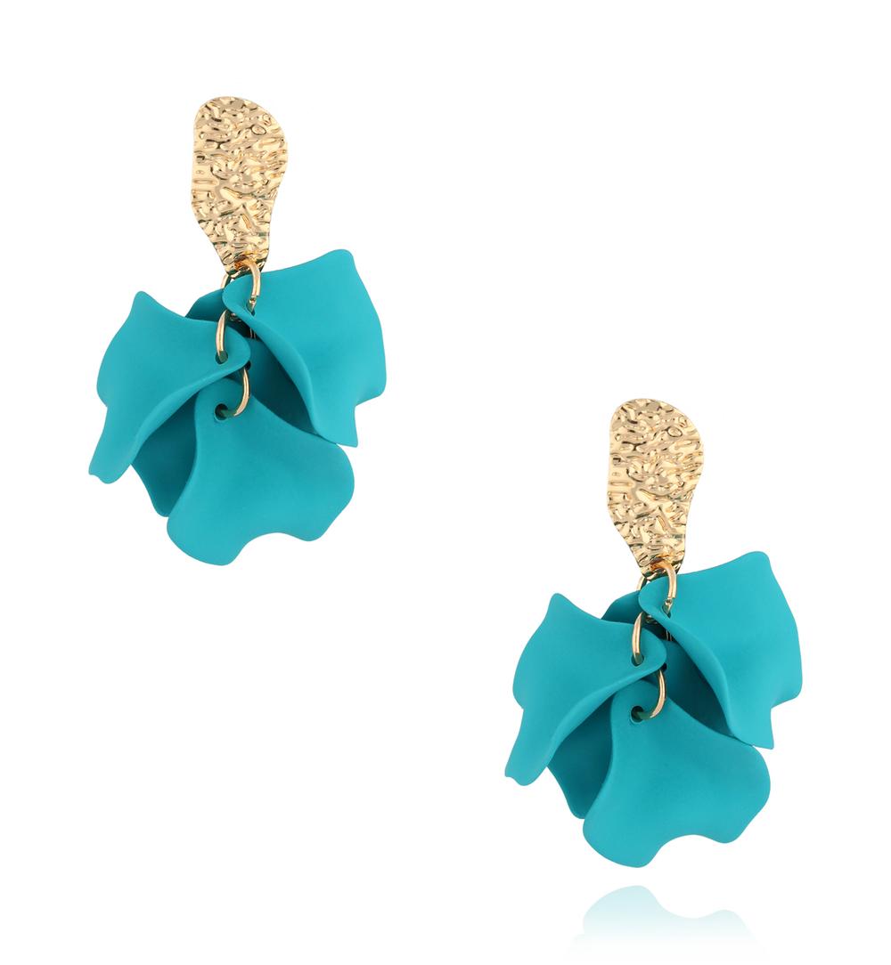 Kolczyki turkusowe ciemne z płatkami Coloré KFF0146