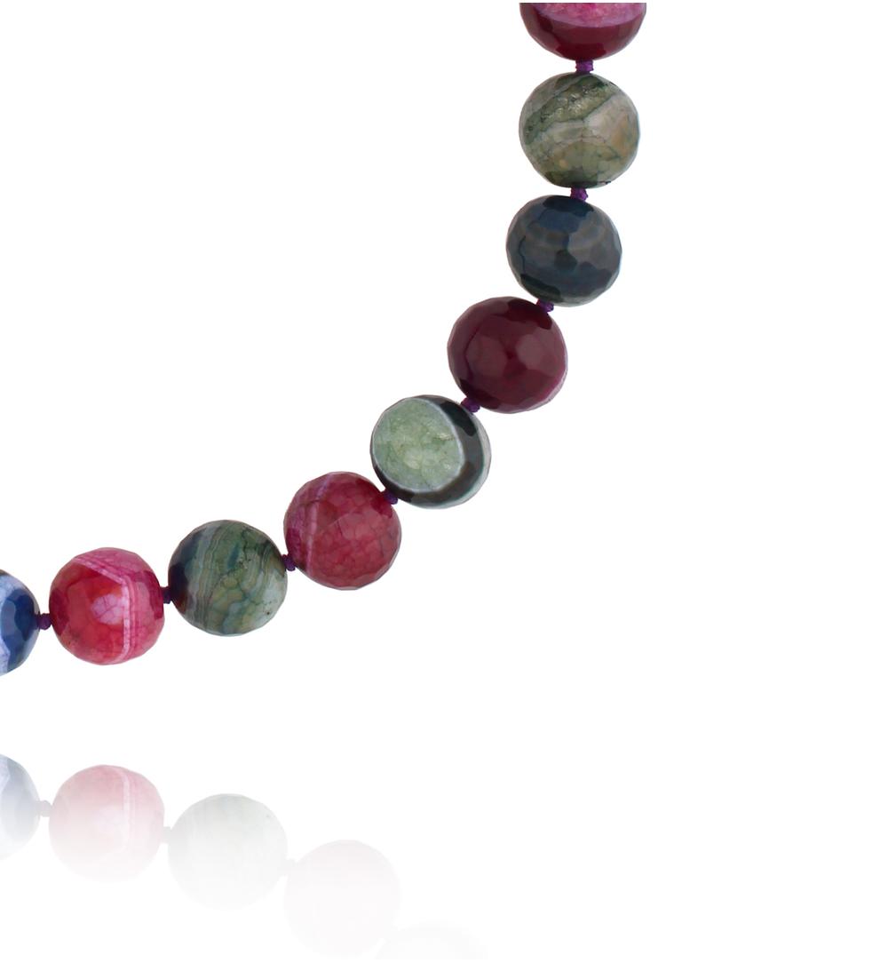 Naszyjnik z agatami fuksjowo zielony NPA1530