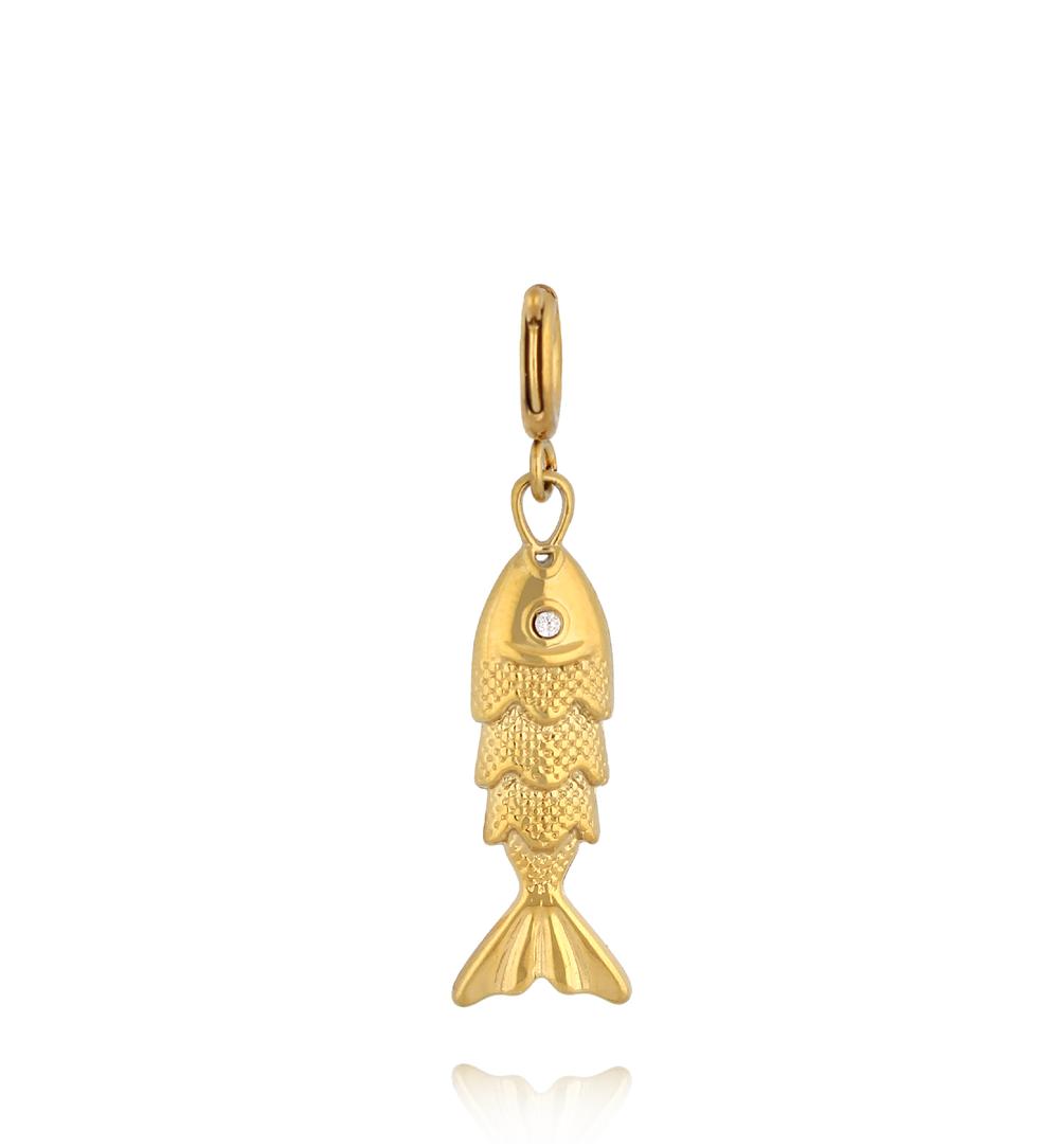 Charms złota rybka z cyrkonią  CHA0258