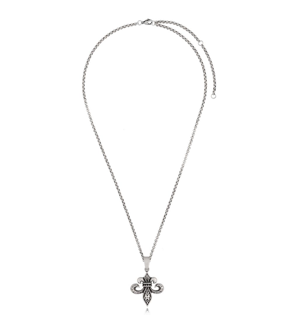 Naszyjnik męski z kwiatem lilii Fleur-De-Lys NMITC0148
