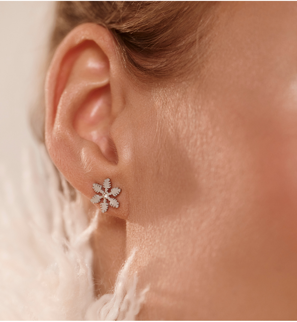 Kolczyki srebrne w kształcie śnieżynki KSY0587