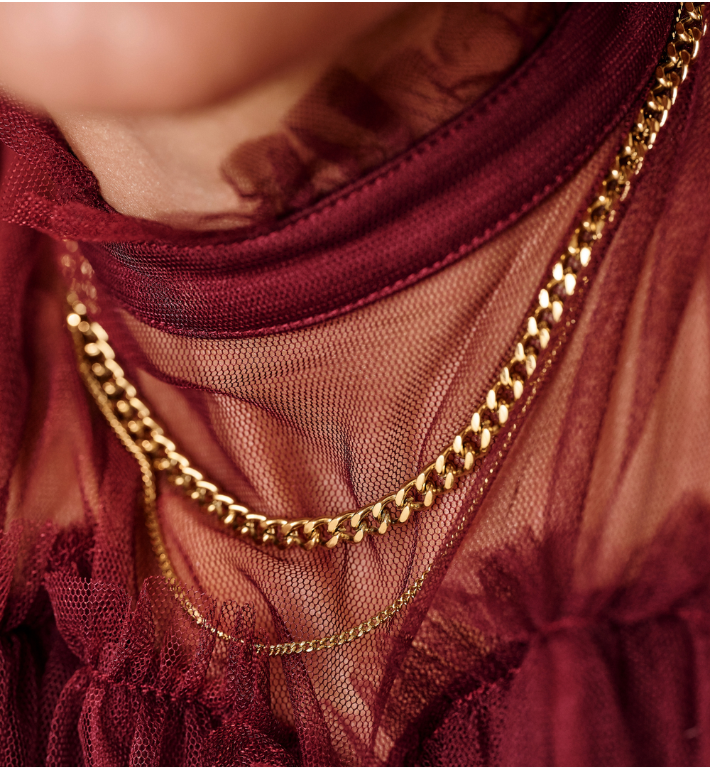 Naszyjnik podwójny złoty – połączenie chain & subtelnego łańcuszka NSY0588