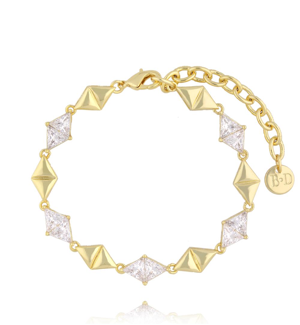 Bransoletka z geometrycznymi elementami w złocie BSS0296