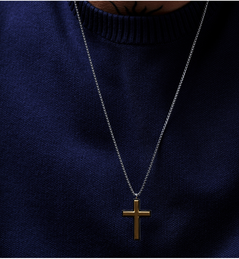 Naszyjnik męski ze złotym krzyżykiem Galti NMITC0120