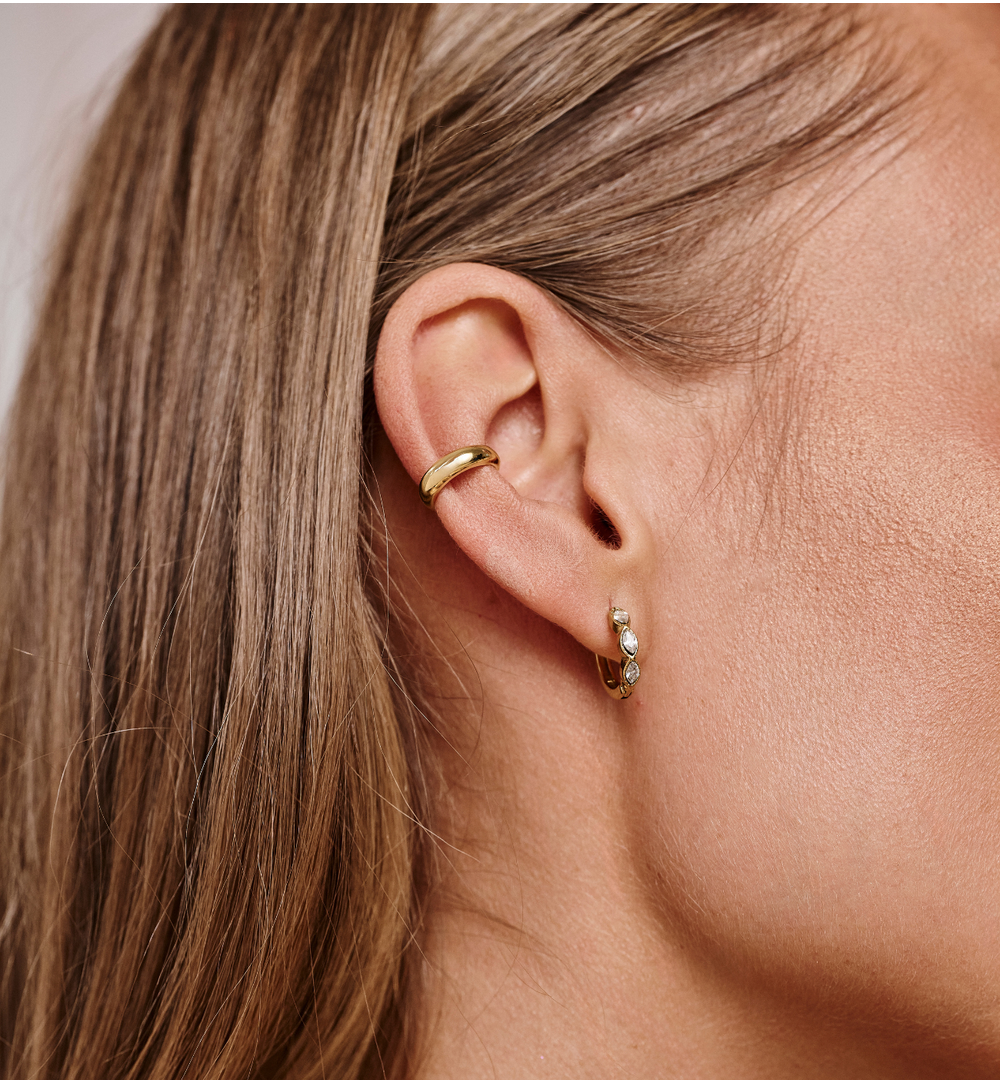 Kolczyki złote kółka z białymi cyrkoniami KSA2468