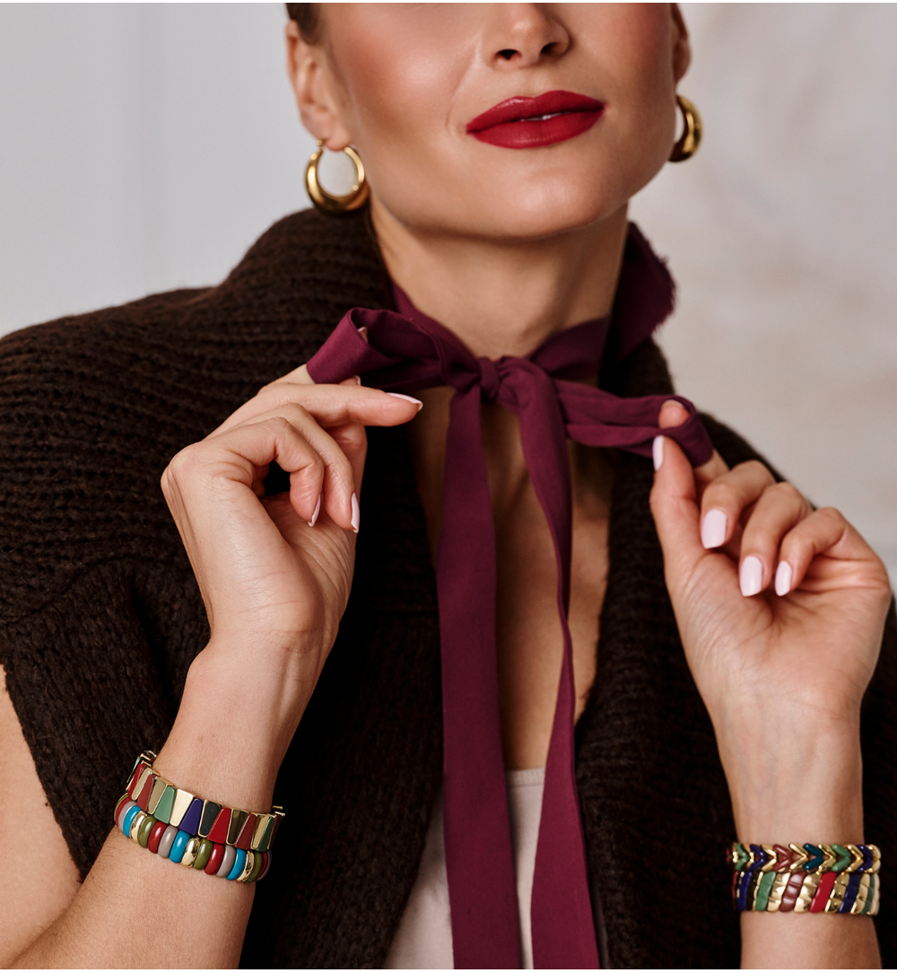 Bransoletka modułowa w kolorach ziemi z złotymi akcentami BCR0065