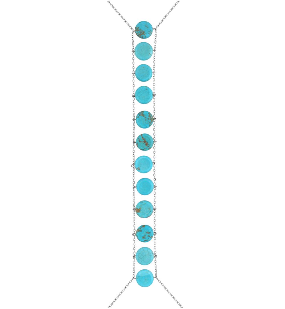Naszyjnik na ciało z turkusami body chain Trinidad NSA0749