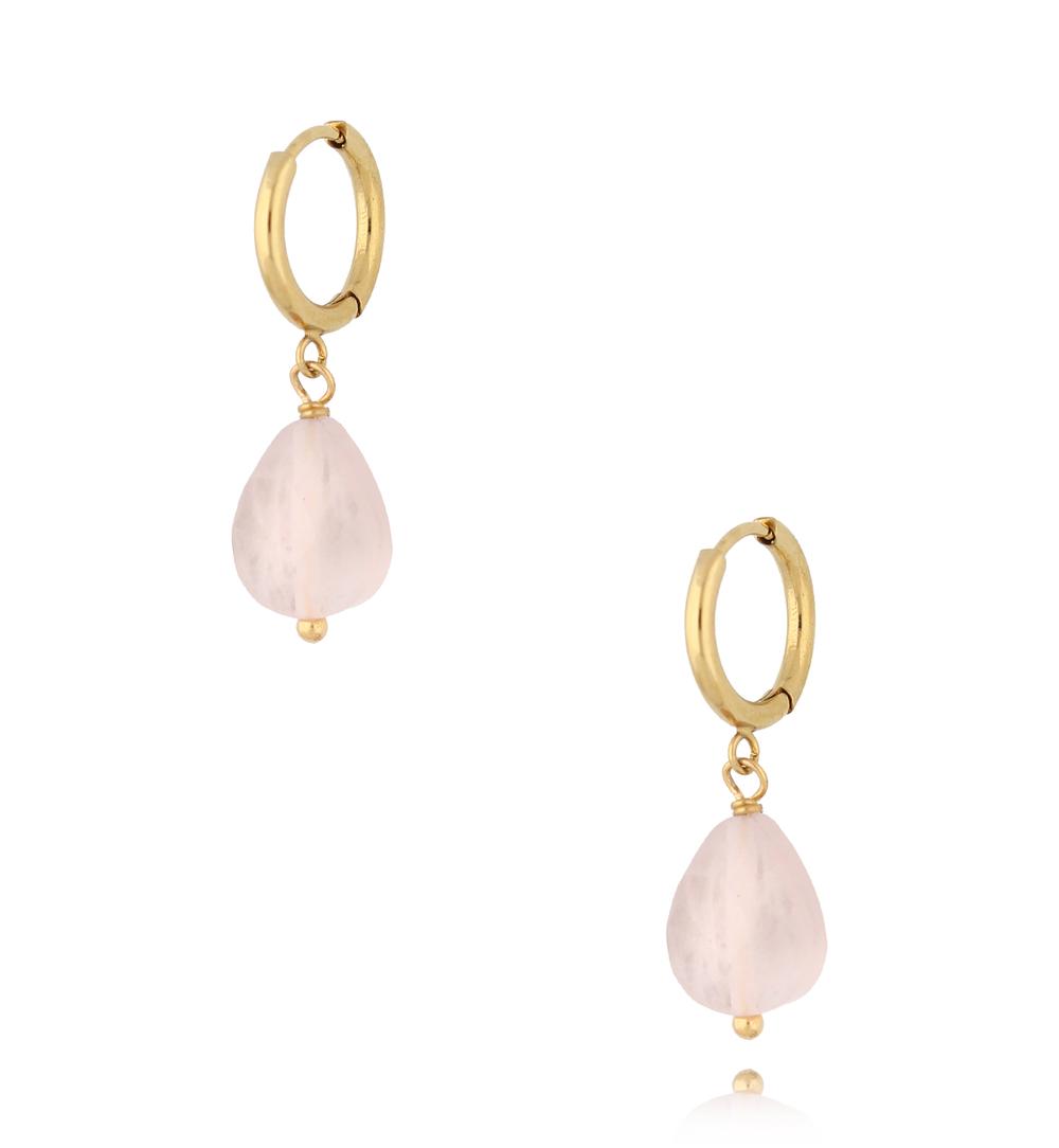 Kolczyki złote z kwarcami różowymi KPA0215