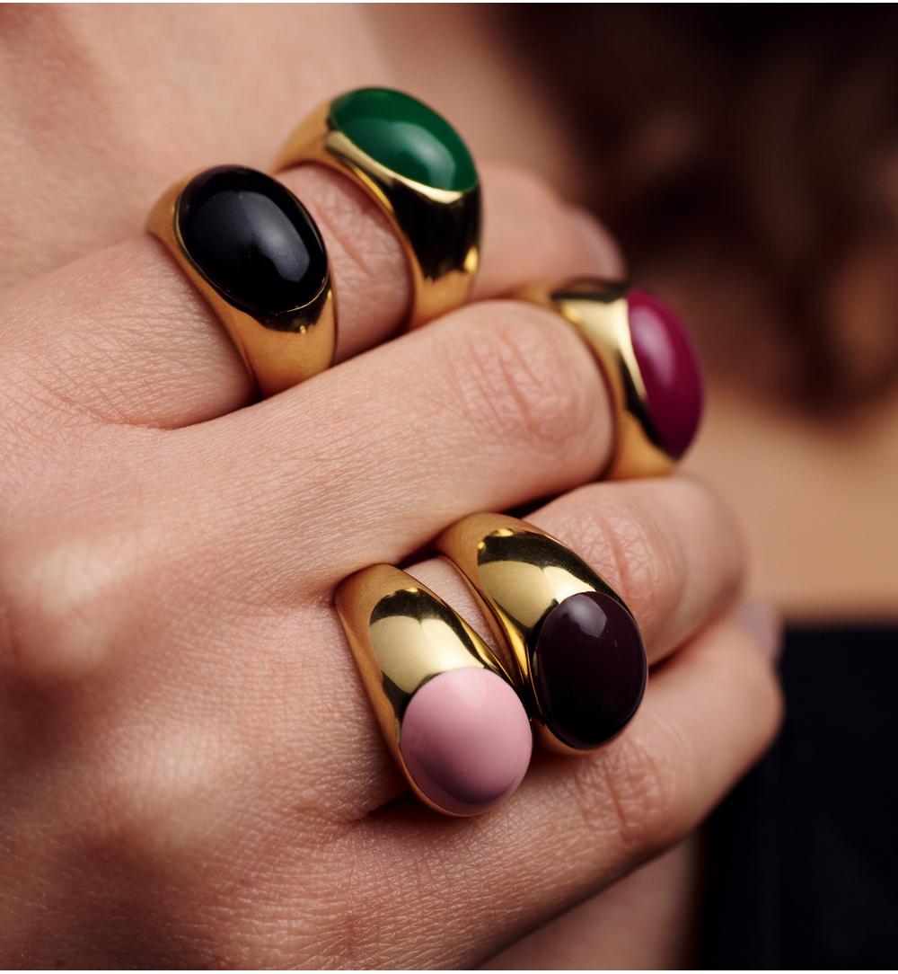 Pierścionek złoty z brązową emalią PSA1225