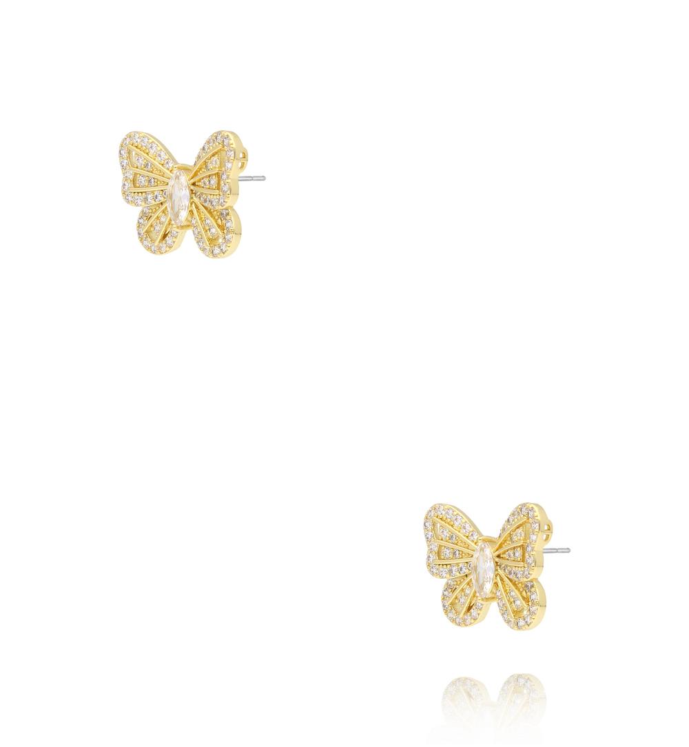 Kolczyki złote motylki z cyrkoniami KSS2174