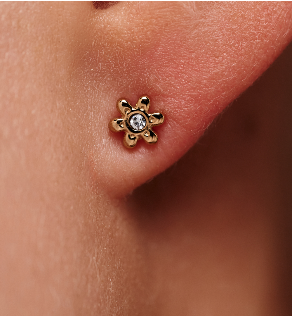 Kolczyki kwiatki z cyrkonią – złocone KSY0573