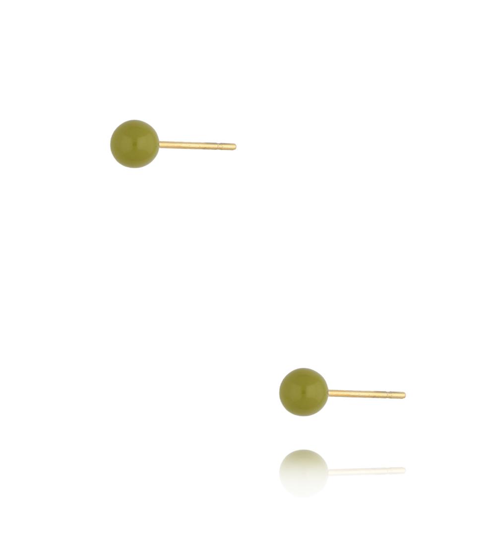 Kolczyki kulki z zieloną emalią 4 mm Enamel Balls KSA1582