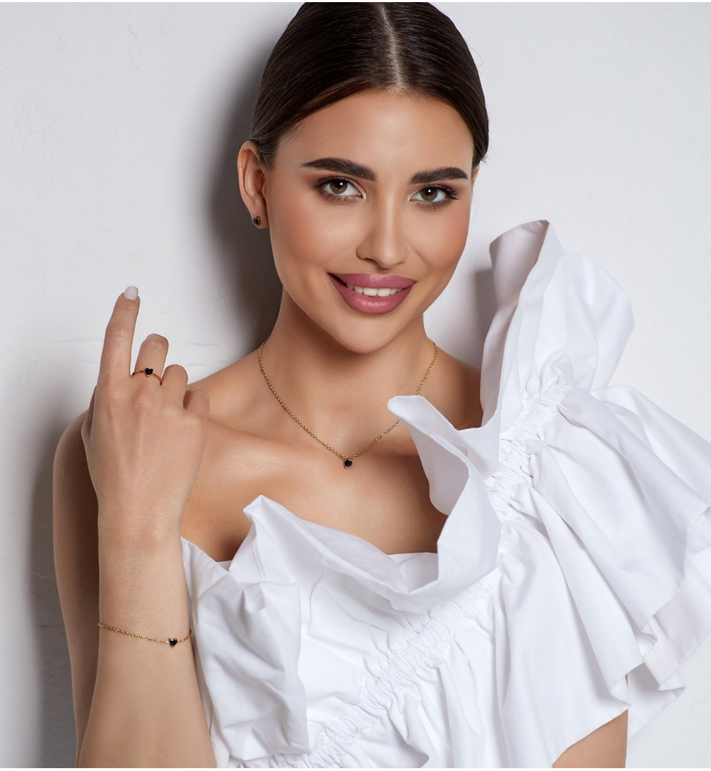 Kolczyki serduszka czarne Kayla KSA0469