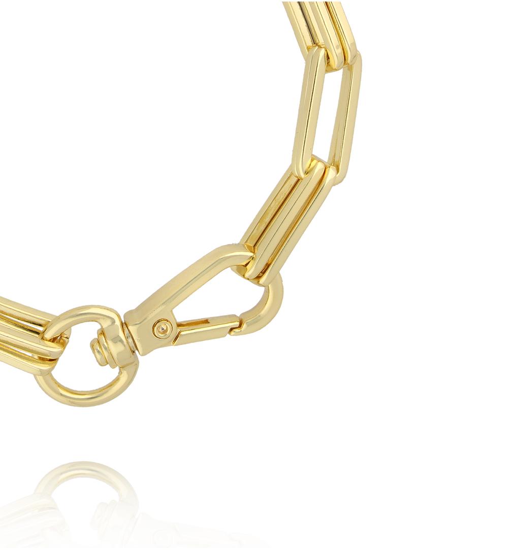 Złota bransoletka o masywnym splocie z nowoczesnym zapięciem BRG0281