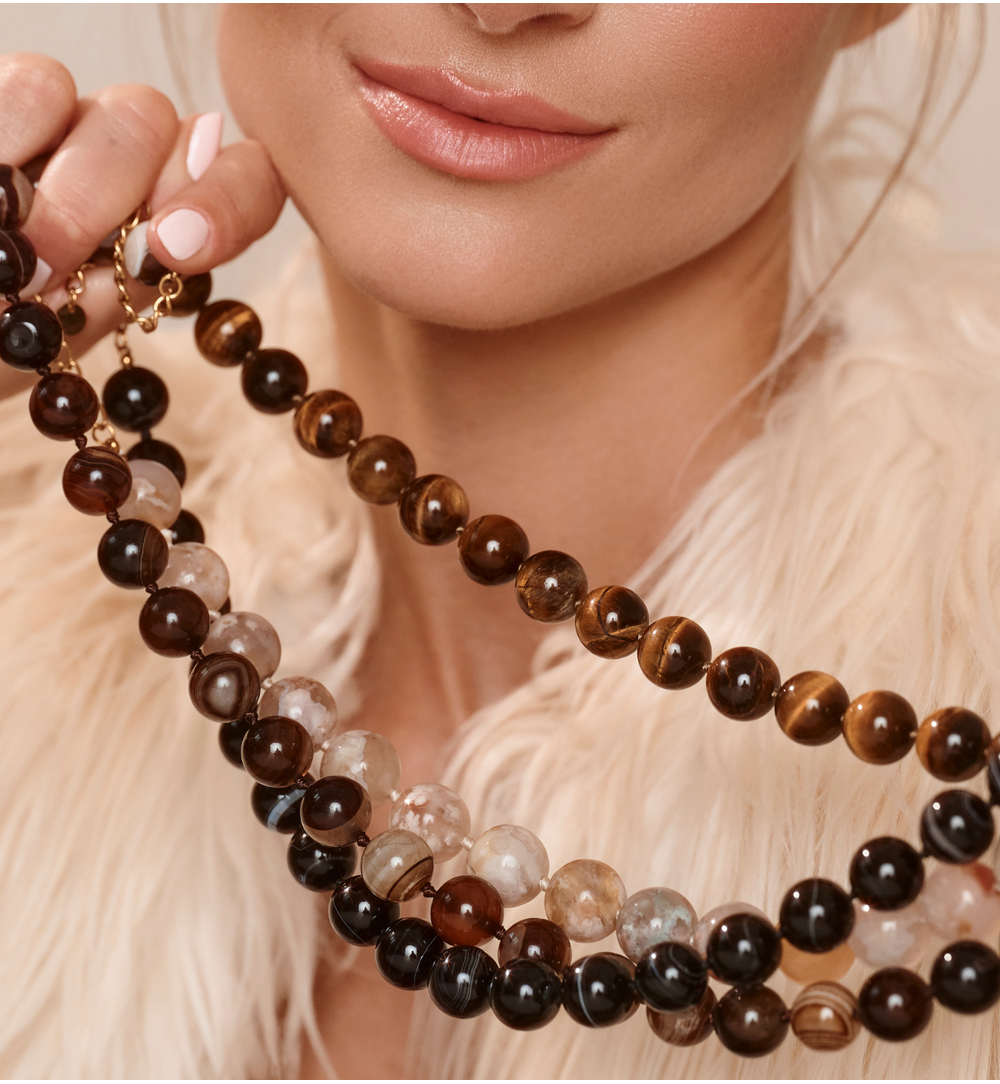 Naszyjnik z brązowego agatu NPA1533