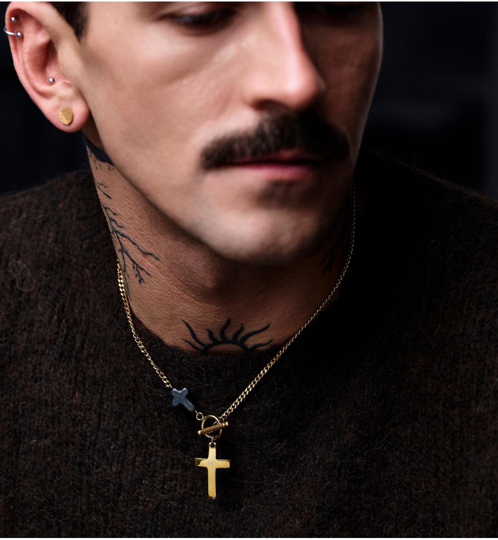 Naszyjnik męski z krzyżem złoty Eryx NMITC0083
