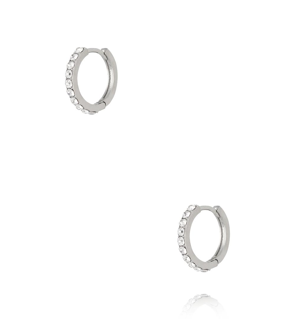 Zestaw srebrnych kolczyków kółek z cyrkoniami KLU0174