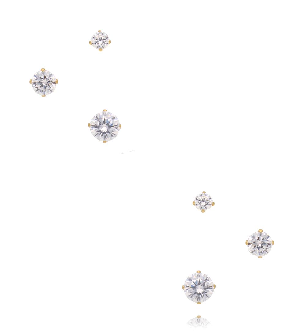 Zestaw złotych kolczyków z cyrkoniami – 3 wielkości KSY0432