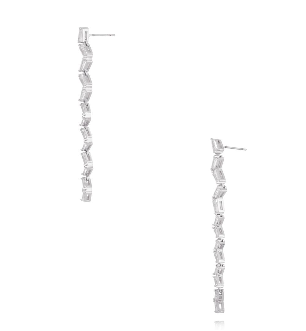 Kolczyki z transparentnymi kryształkami długie srebrne KSS2179