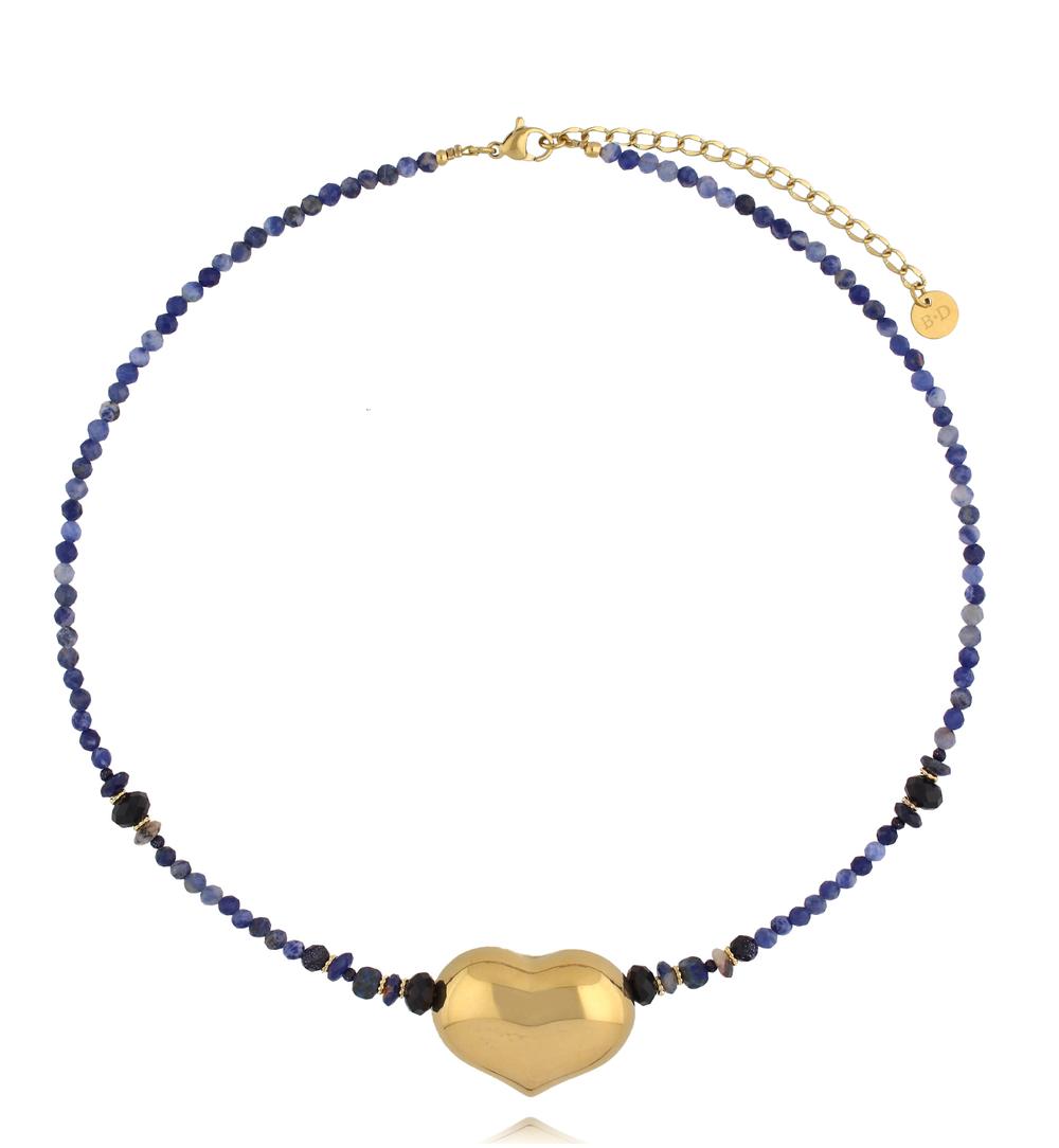 Zestaw naszyjników w odcieniach głębokiego błękitu i złota ZN0122