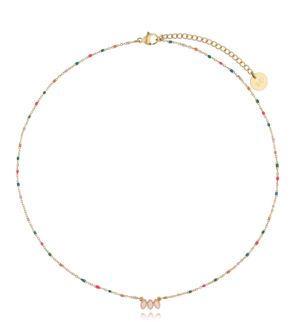 Naszyjnik złoty multicolor z emalią Sloan NSC0324