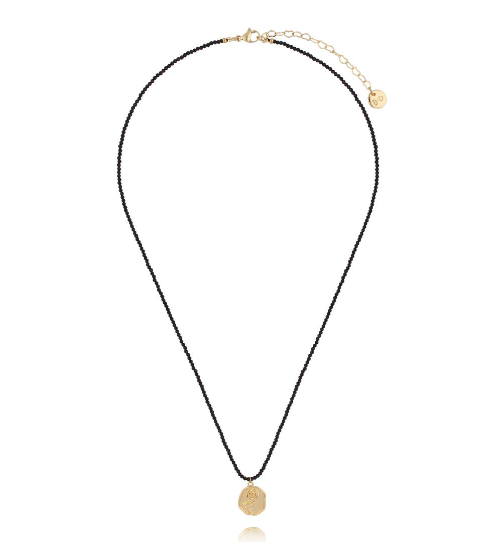 Naszyjnik z czarnymi agatami i zawieszką NTW1325