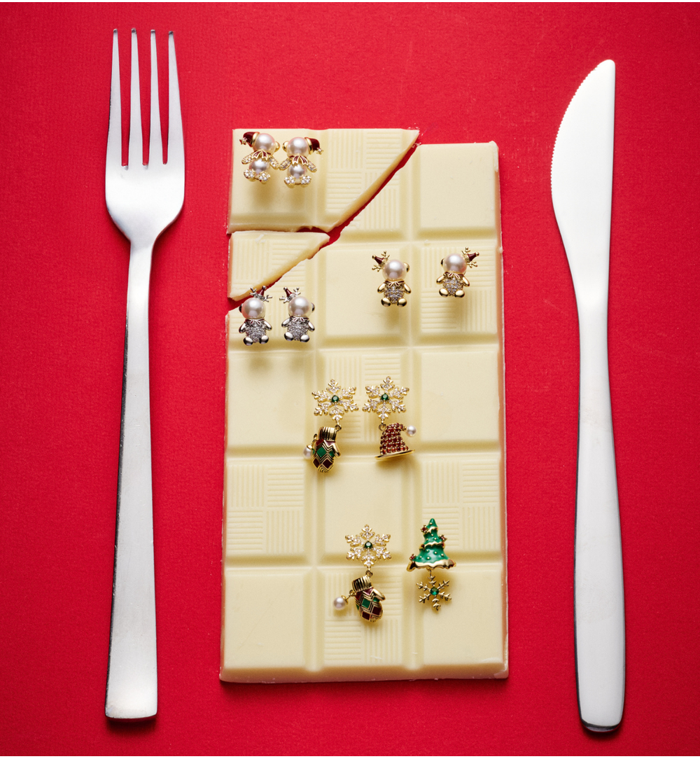 Kolczyki świąteczne z misiami z perełek KSY0299