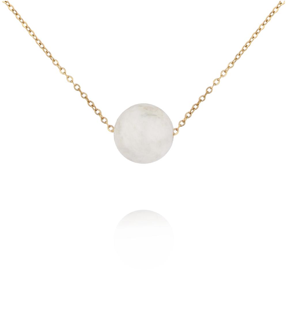 Naszyjnik z kamieniem księżycowym na delikatnym złotym łańcuszku NLB0396