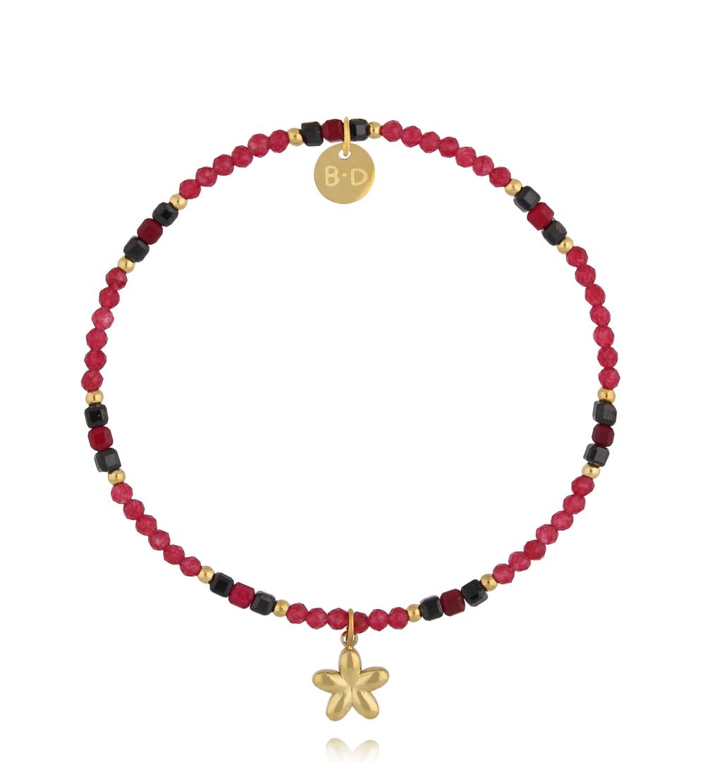 Bransoletka z jadeitu i zawieszką kwiatuszka BTW3527