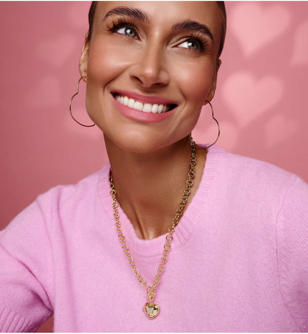 Naszyjnik z grubym łańcuchem i zawieszką serce NRG0538