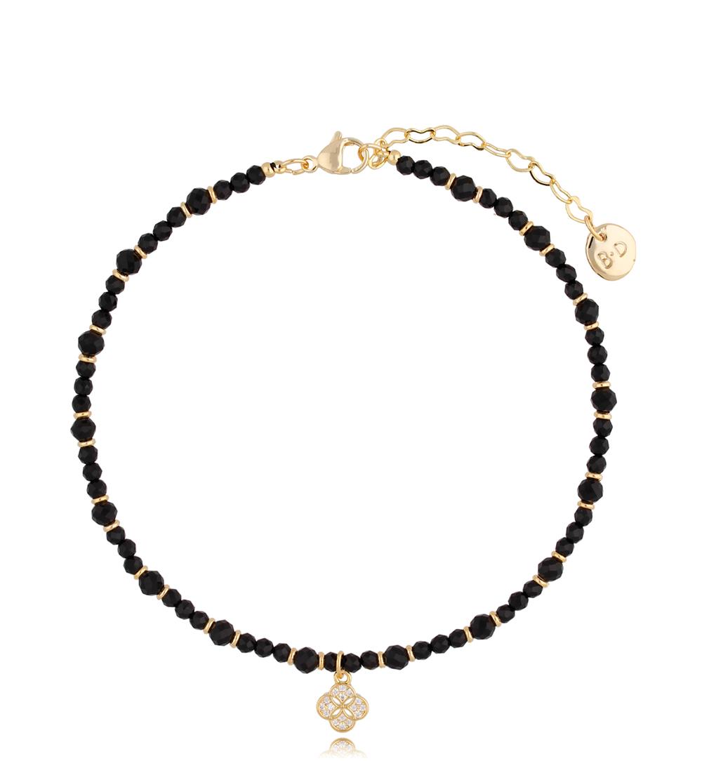 Bransoletka na nogę z czarnym agatem BNTW0055