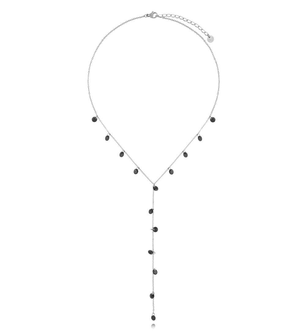 Naszyjnik srebrny z krawatką i czarnymi kryształkami NSY0604