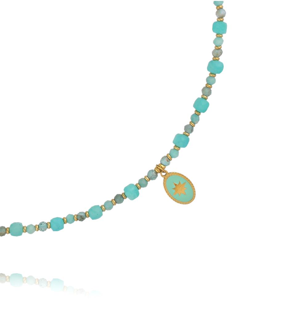 Naszyjnik z amazonitem i zawieszką gwiazdy NTW1641