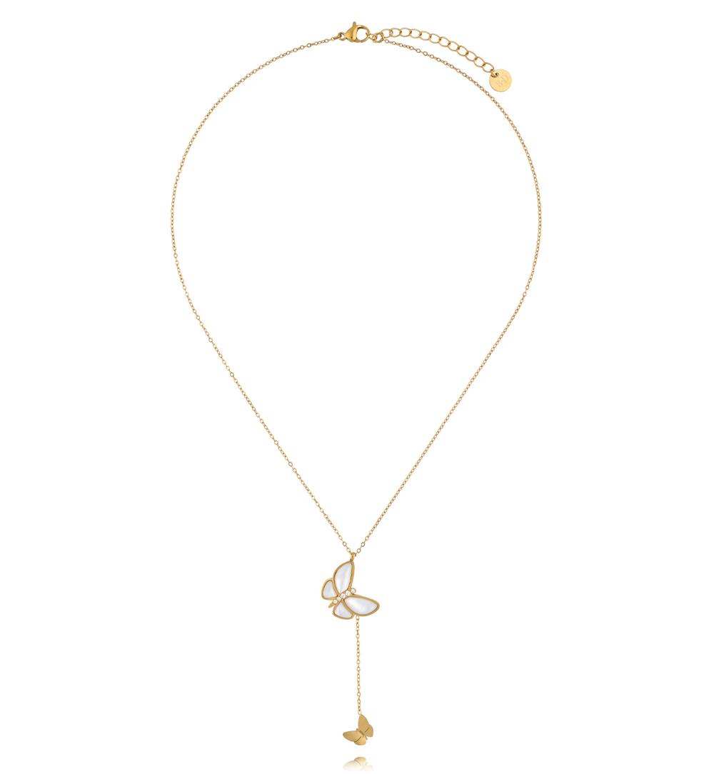 Naszyjnik z motylem i delikatnym łańcuszkiem NSY0877