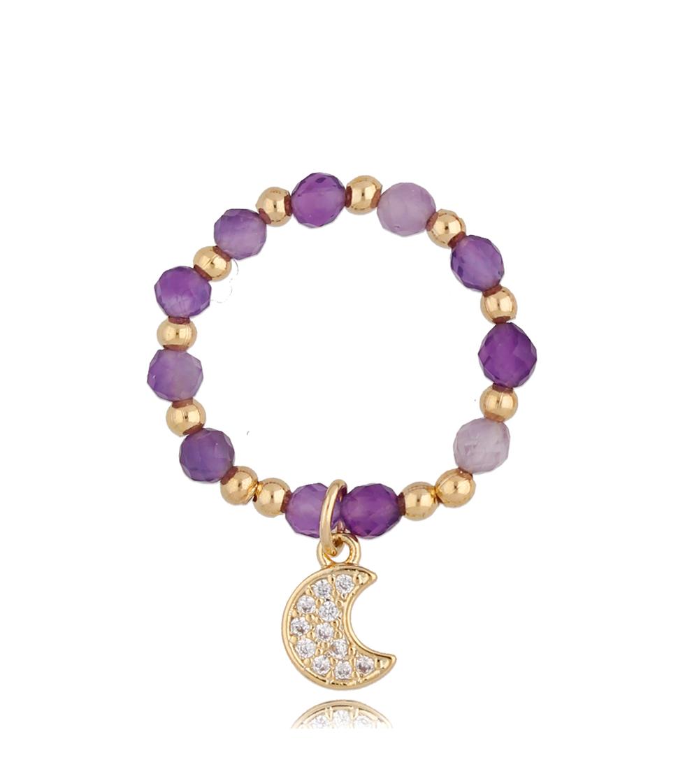 Pierścionek z ametystami i księżycem Orchid PTW0340