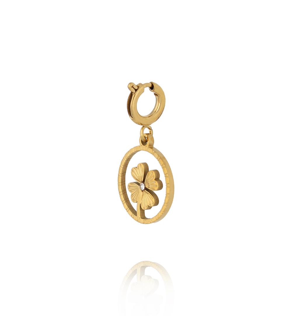 Charms złota koniczyna w okrągłej oprawie CHA0213