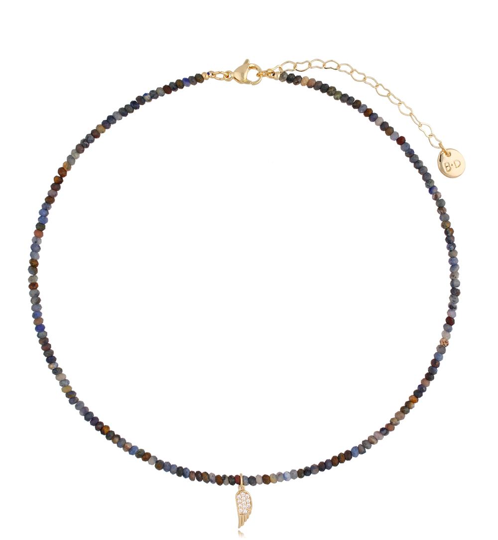 Naszyjnik z sodalitami i skrzydełkiem NTW0520